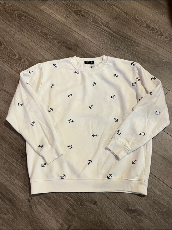 Vinyl Icons Other - White Anchor Embroidered Crewneck Sweater